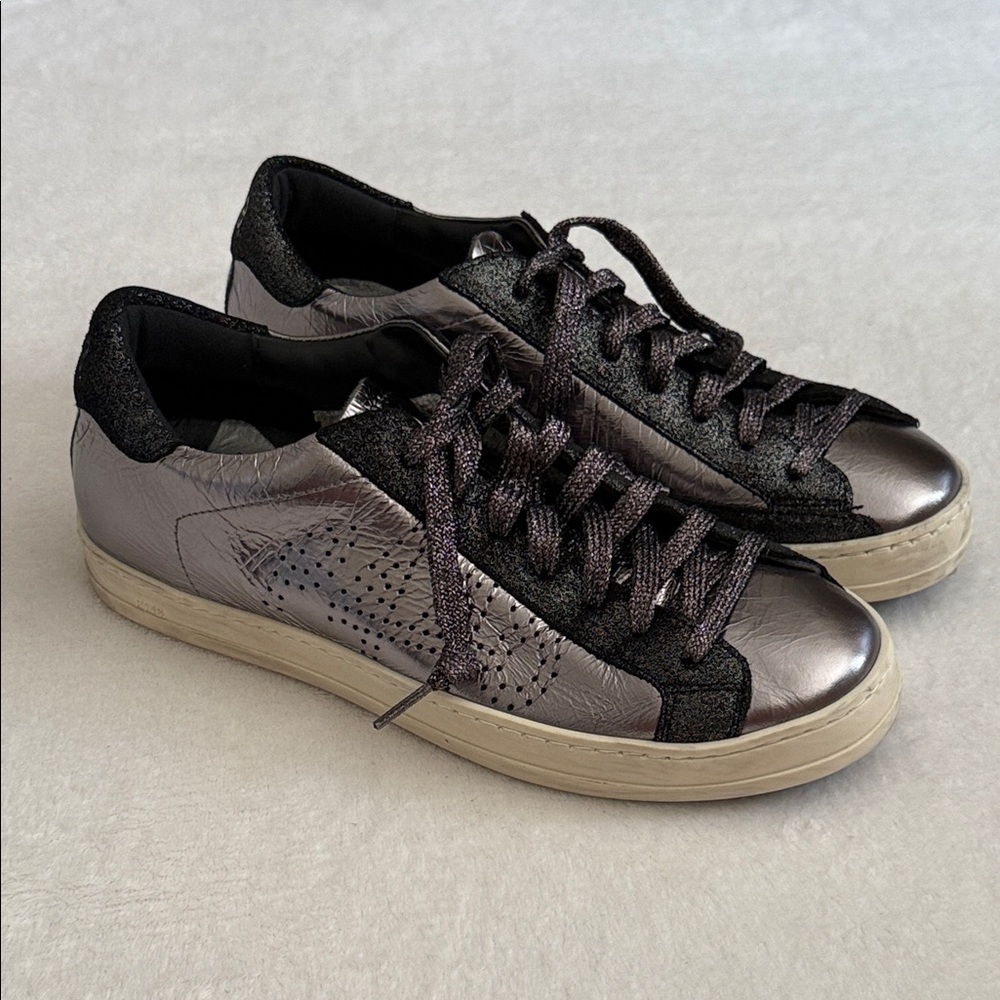P448 | John Maya Steel Laminated Metallic Glitter Sneakers (EU 39 / US 8.5)